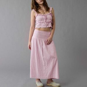 AE Smocked Ruffle Tank Top & High-Waisted Smocked Maxi Skirt